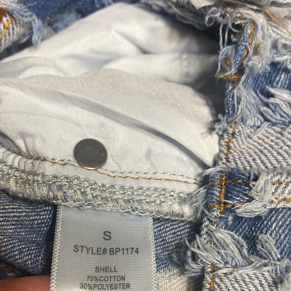Oli & Hali Distressed Raw Edge Patchwork Denim Wide Leg Jeans - Picture 9 of 9